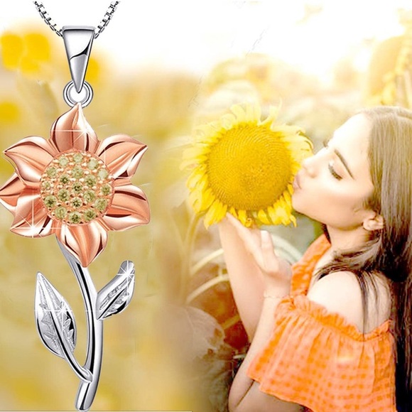 Sparkling Sunflower 14k Necklace - Picture 4 of 5